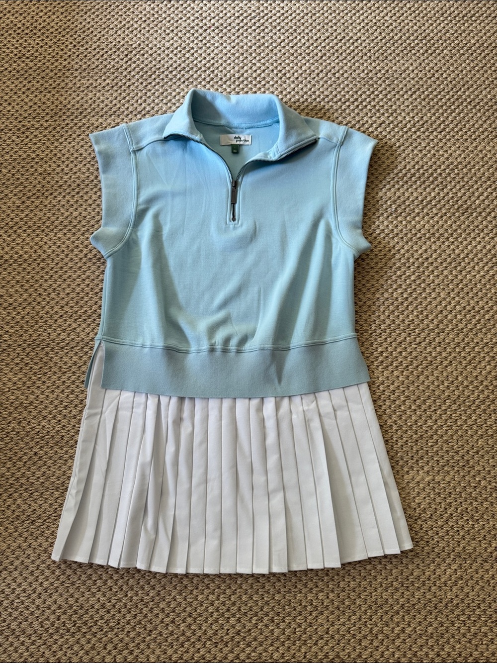 Sleeveless Quarter-Zip Tennis Dress in Light Blue by Daily Practice